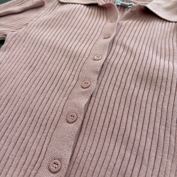 Fashion Nova Pink Ribbed Knit Cropped Cardigan Button Front Valentines Day - Picture 7 of 8